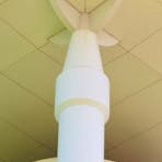 A corner pillar of NT Parliament House building in shape of bomb tailfin