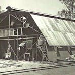 1944 - Engineers constructing new shed for power plant.