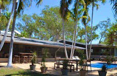 Safari lodge nestled in the savannah woodland
