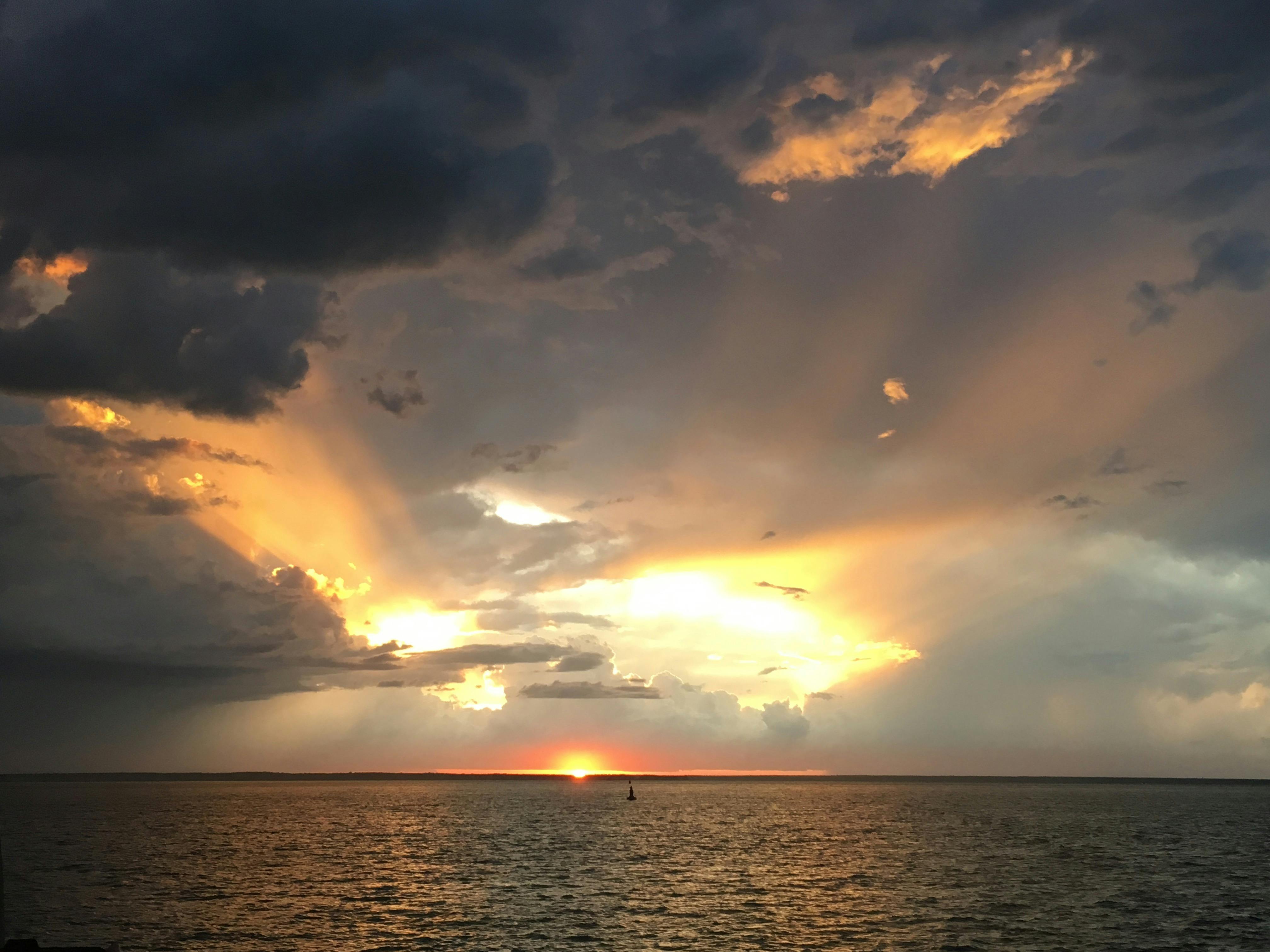 Darwin Harbour sunset over water looking west