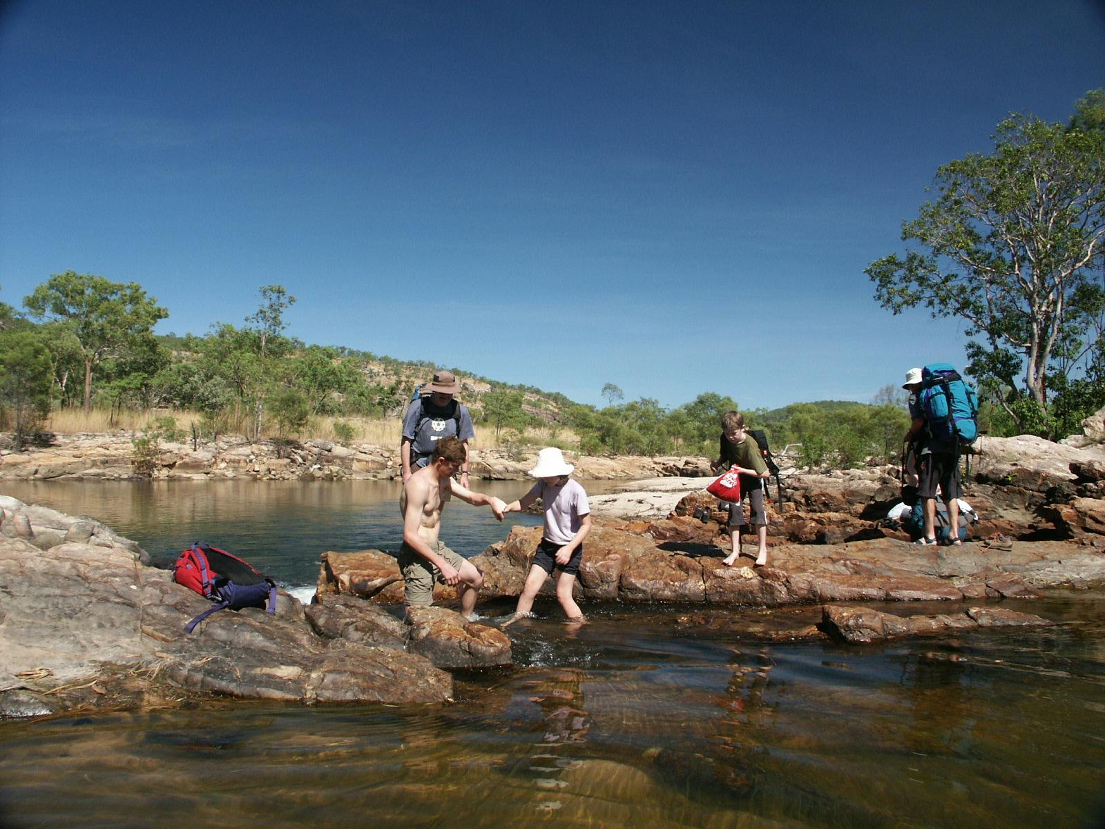Helping one of the smaller ones cross a Kakadu creek.