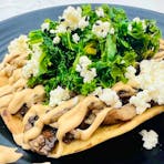 Mushroom taco with crispy kale and cashew sauce