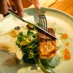 Barramundi, Broccolini and Papaya Salad at Mimi's Restaurant