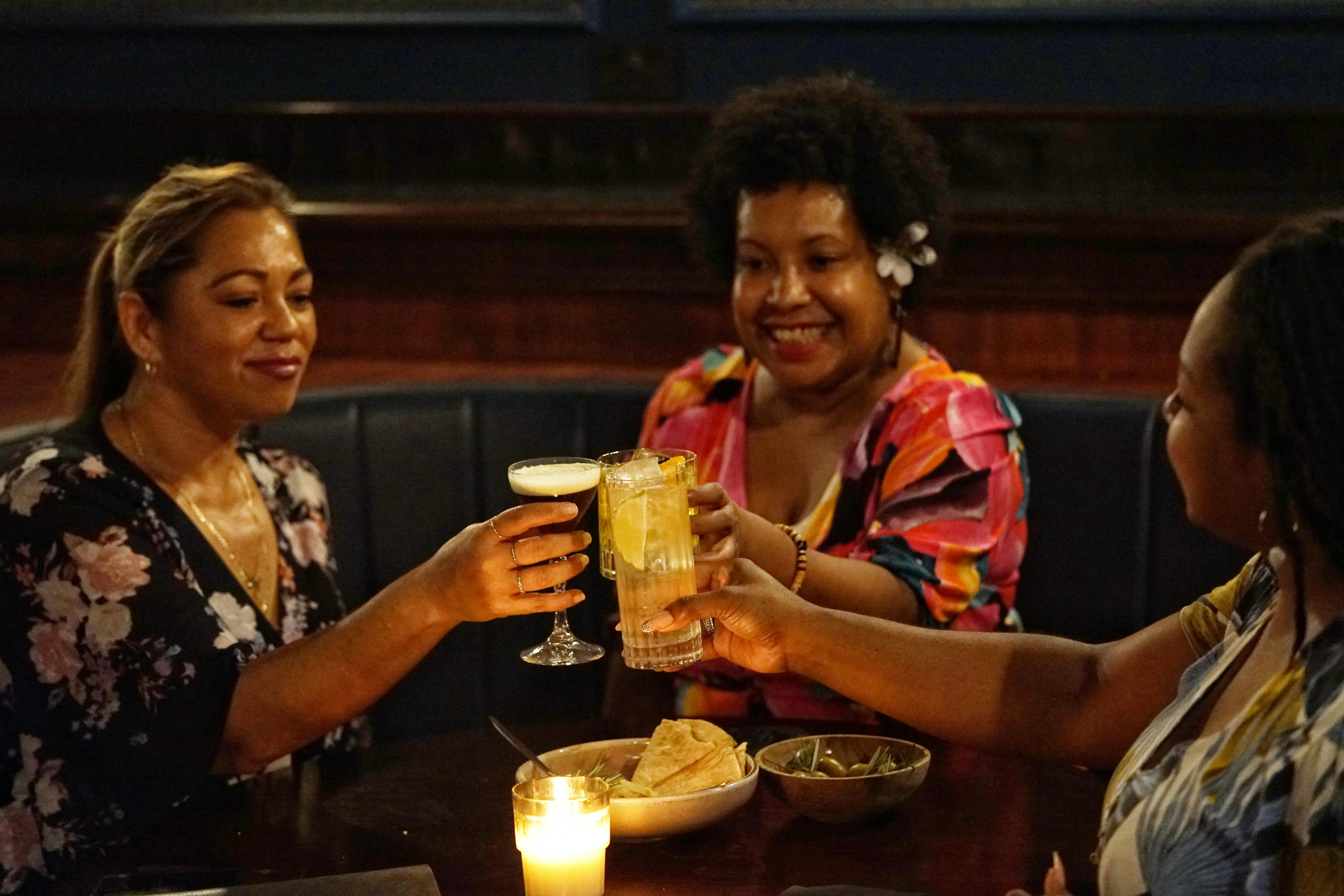 Friends sharing a cheers moment