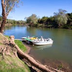 Looking upstream from the boat pontoon