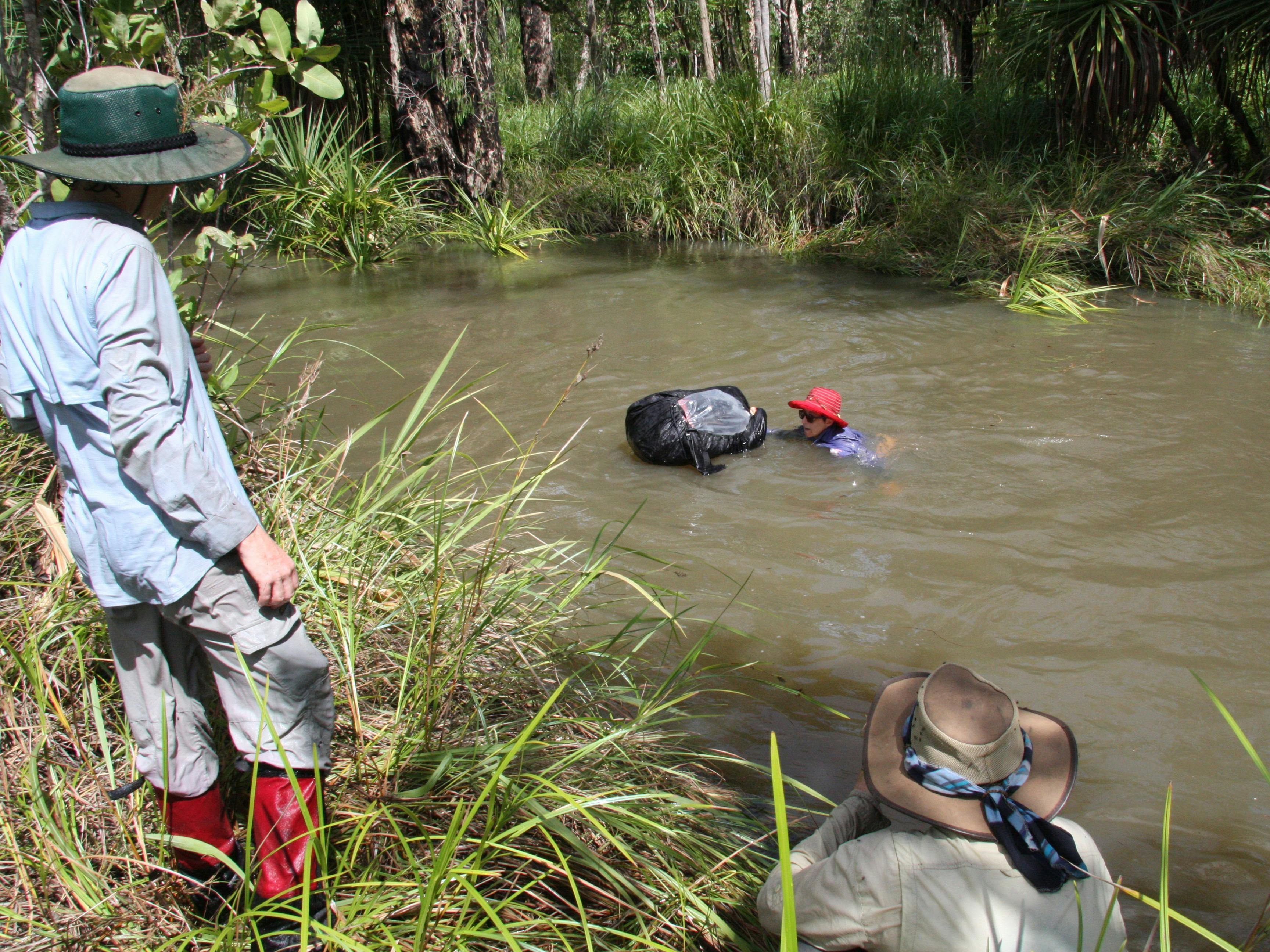 One of our many pack floats. We always float our packs where the water is slowest.