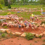 More recent graves within the cemetery.