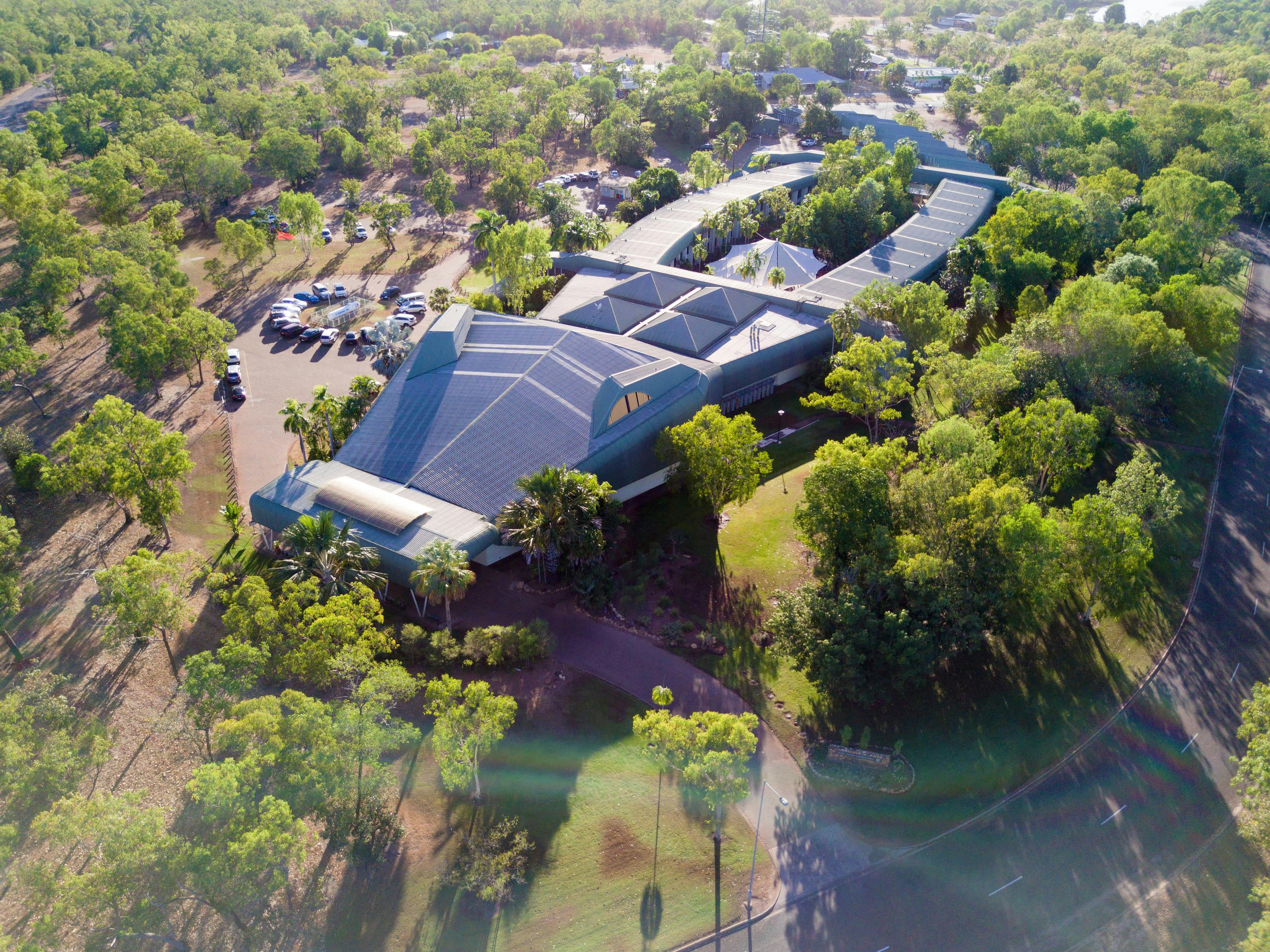 Aerial view of the crocodile shaped hotel