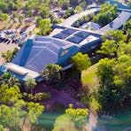 Aerial view of the crocodile shaped hotel