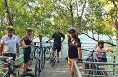 Riders posing at Mangrove platform  at Darwin's East Point