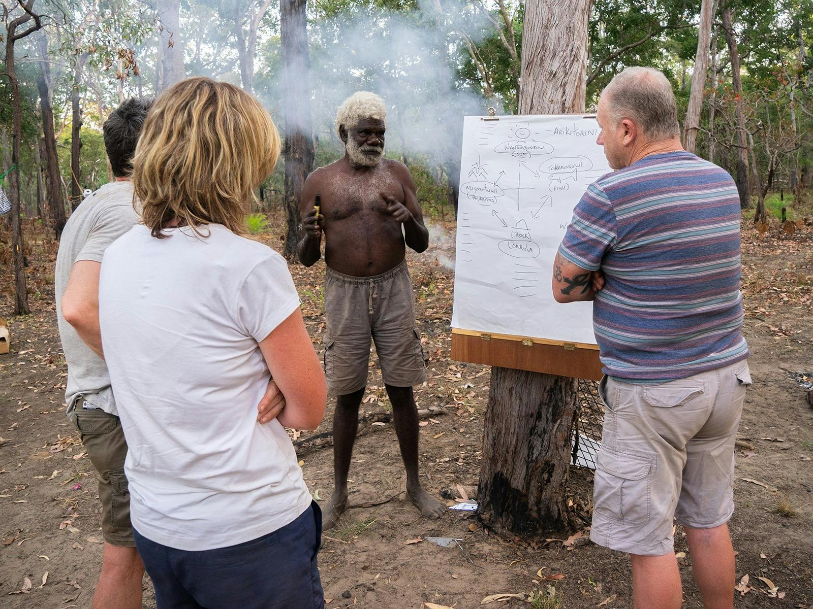 Teddy teaching guests on-country