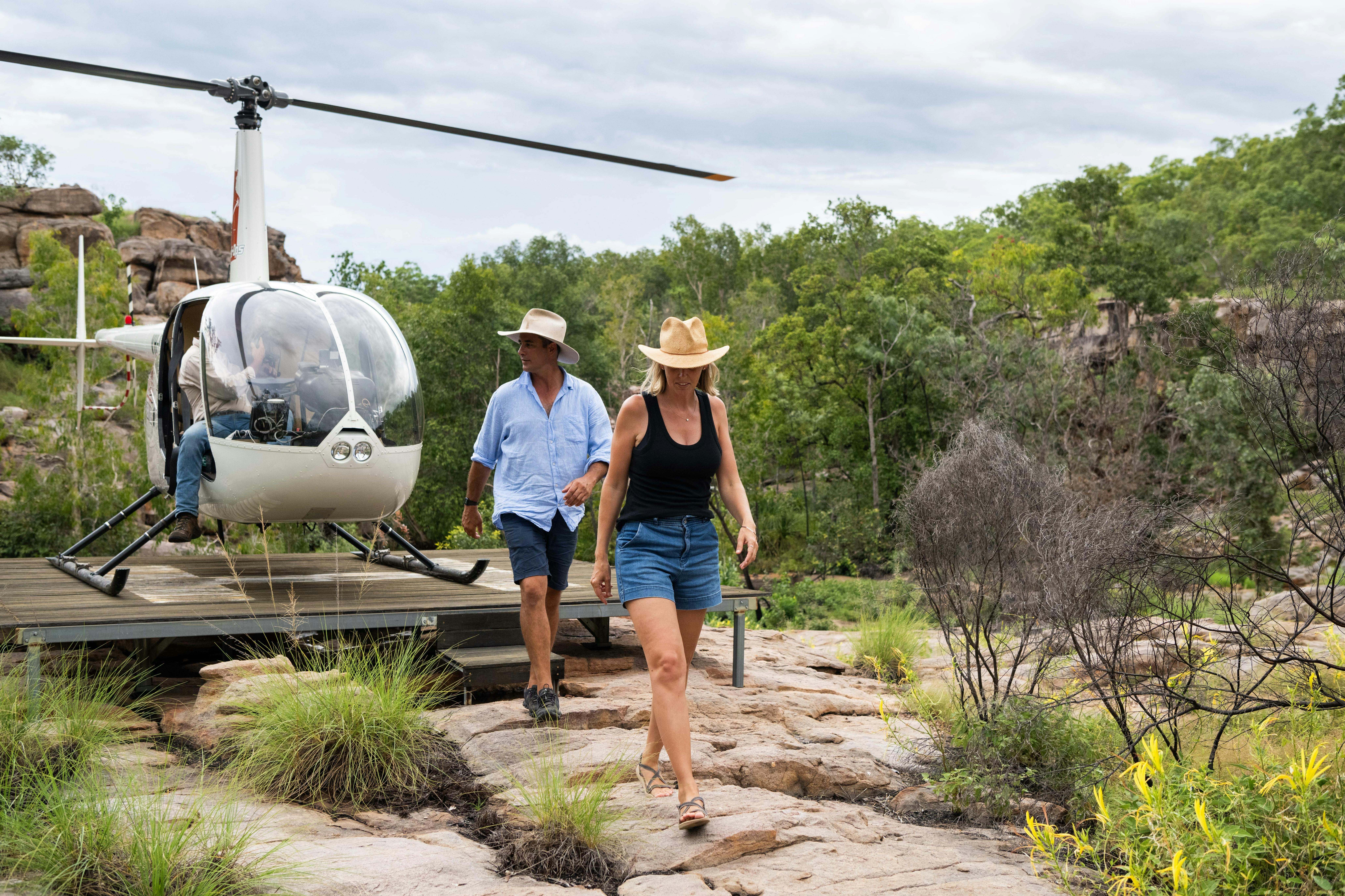 On the escarpments of Nitmiluk Gorge, only reachable by heli