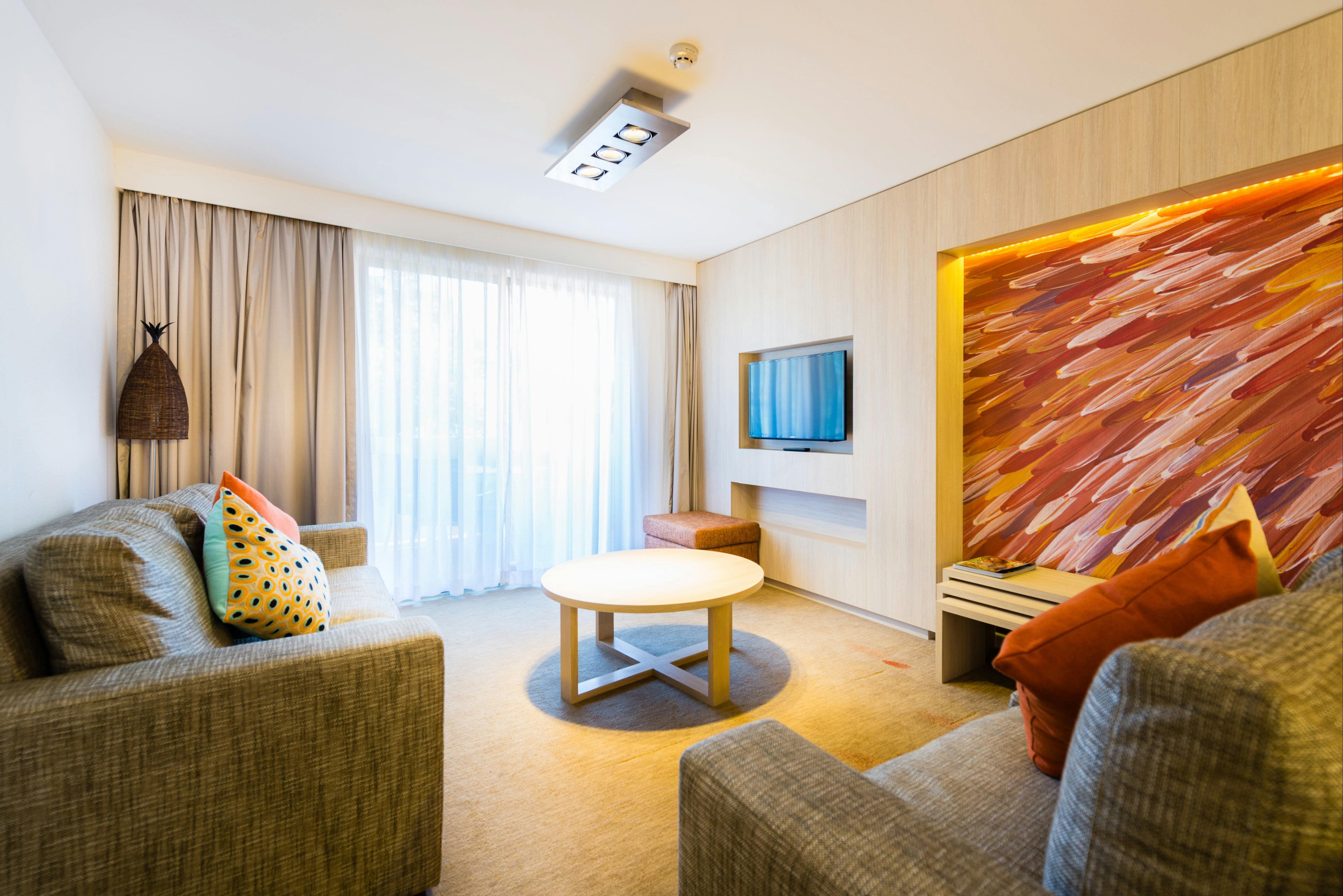 Living area at Emu Walk Apartments - 1 Bedroom