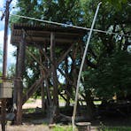 WWII timber framed water tank stand following conservation.