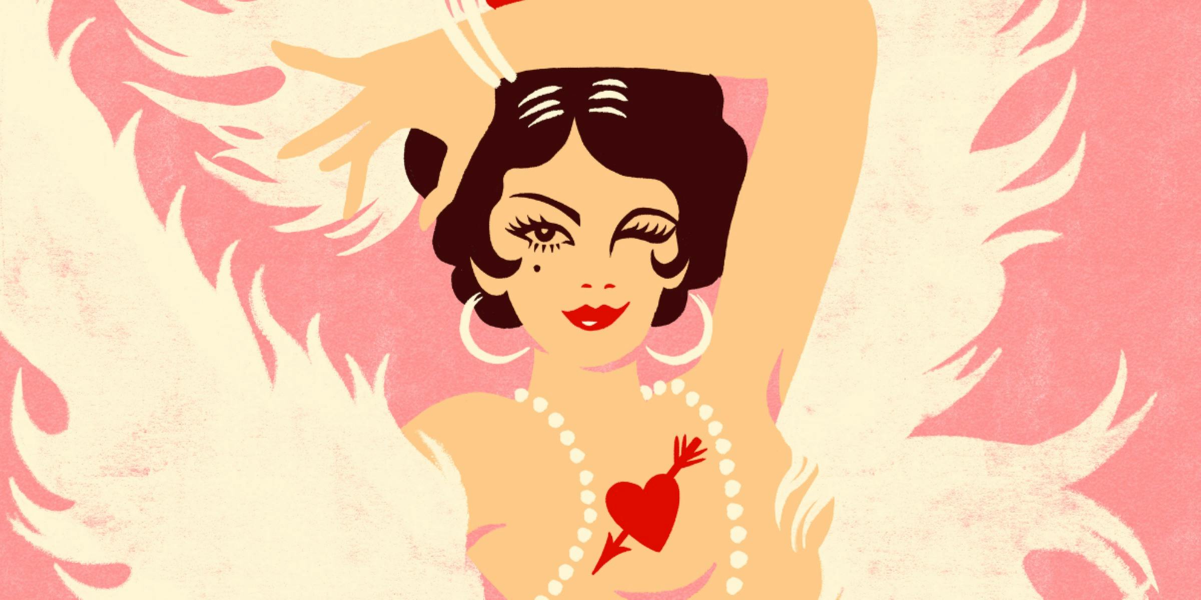 Graphic of female circus burlesque performer