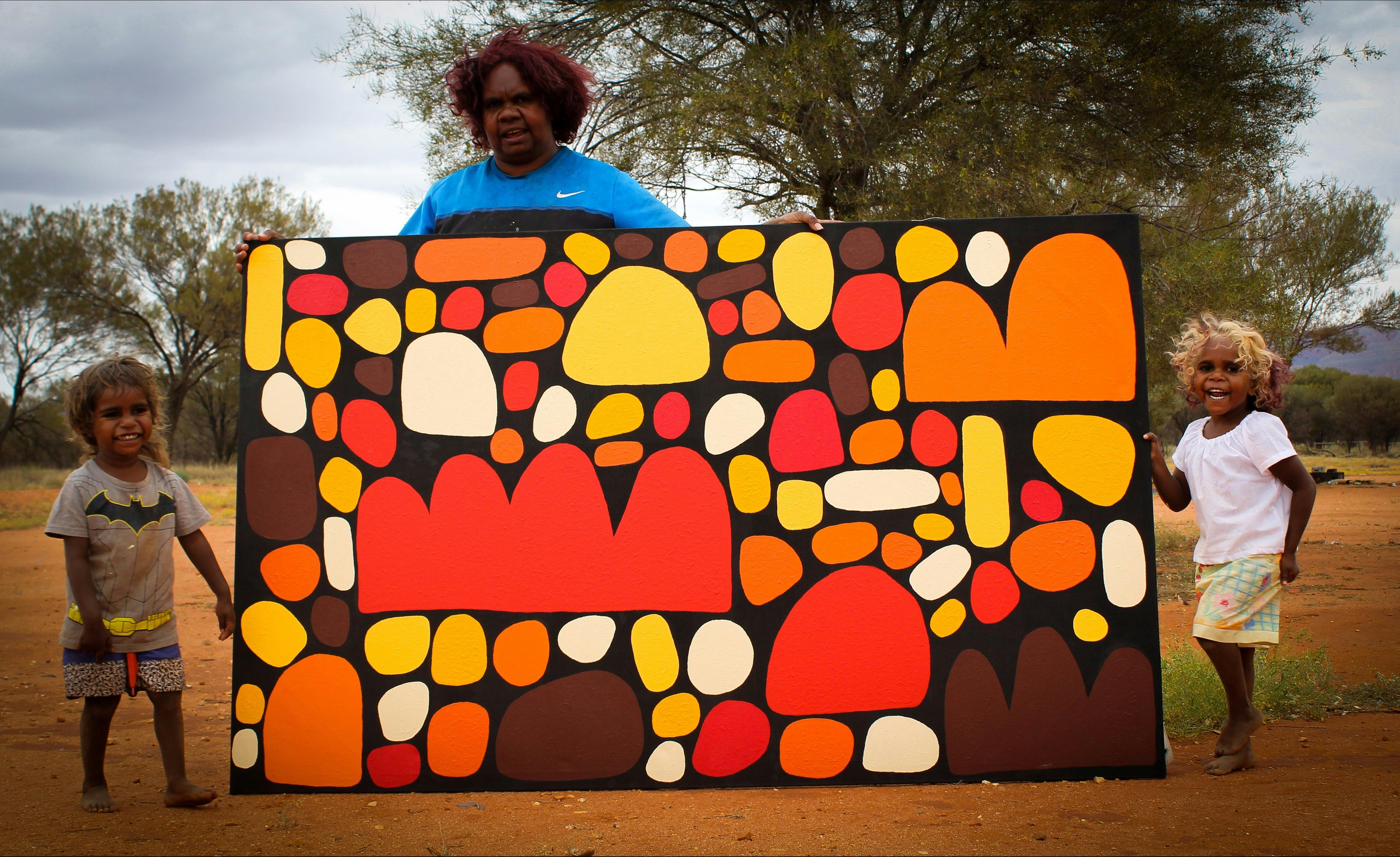 Artist Keturah Zimran with artwork