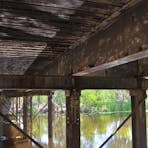 underneath the road bridge looking south