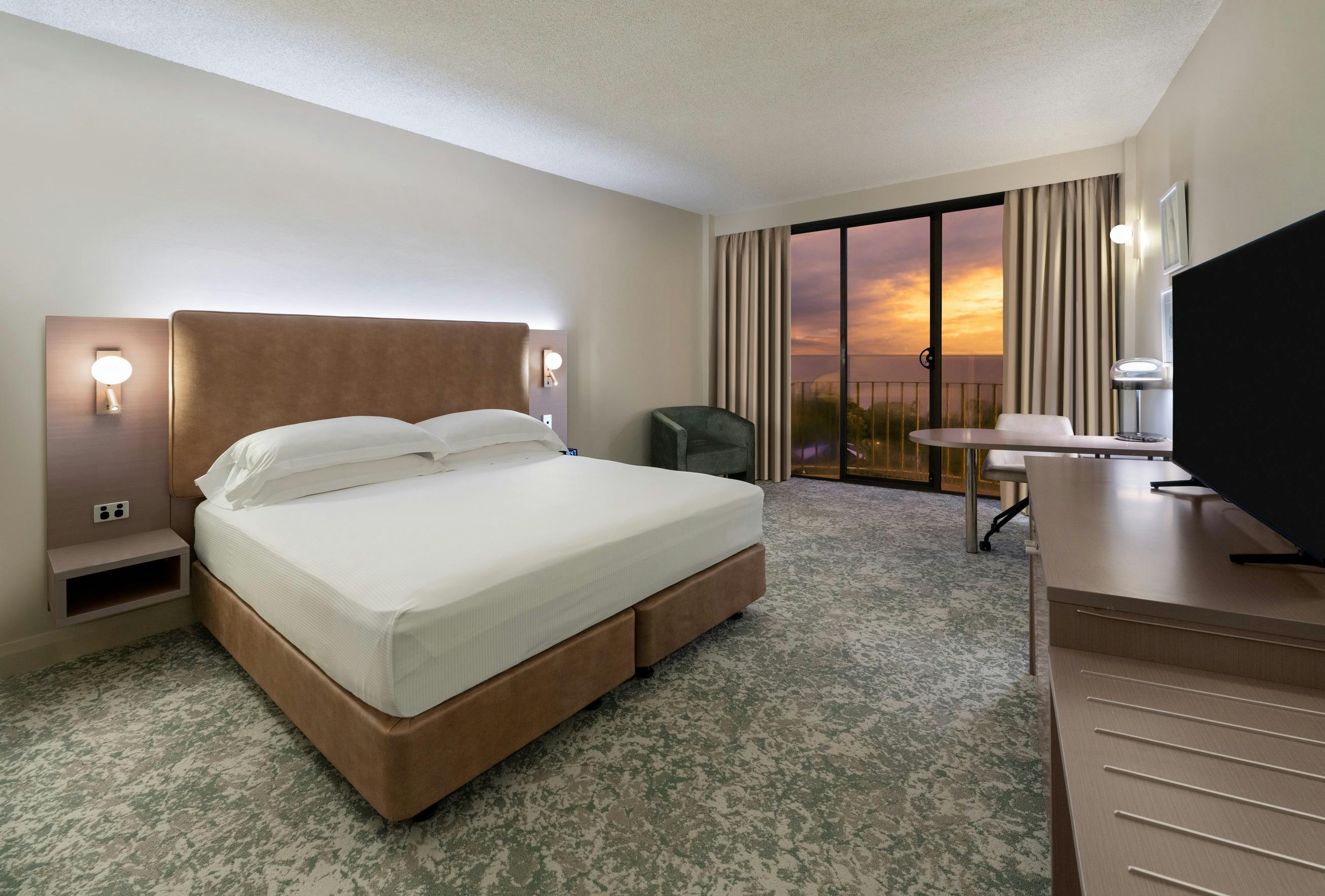 Sunset view of the Darwin Esplanade from Hilton Garden Inn's King Deluxe Room