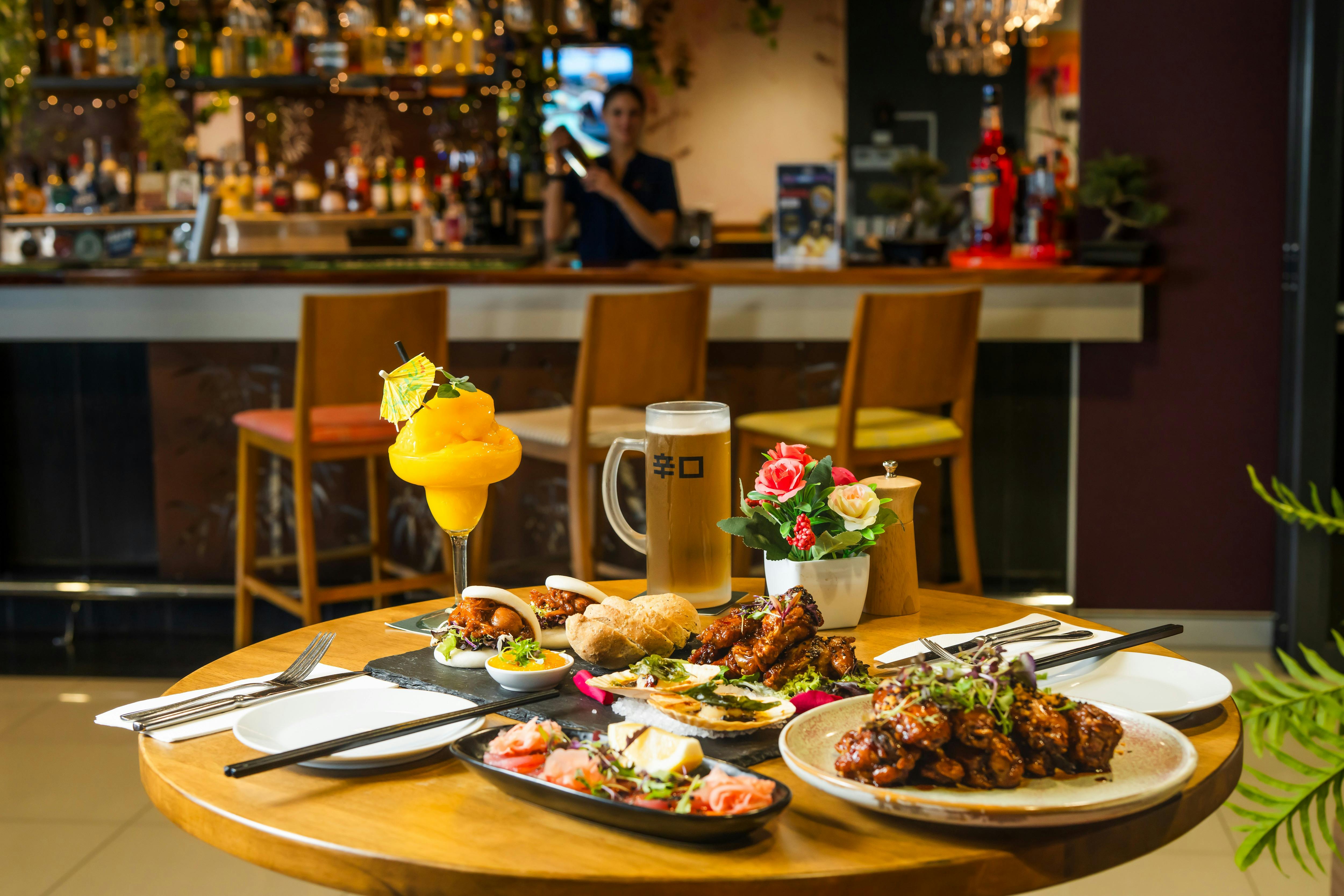 Asian Style Tuna Crudo, Vegemite Chicken Wints, Mango Daquiri, Asahi