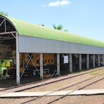 Carriage and Engine stored under cover at the Railway Station.