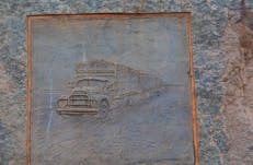 carving of a B-model road train.