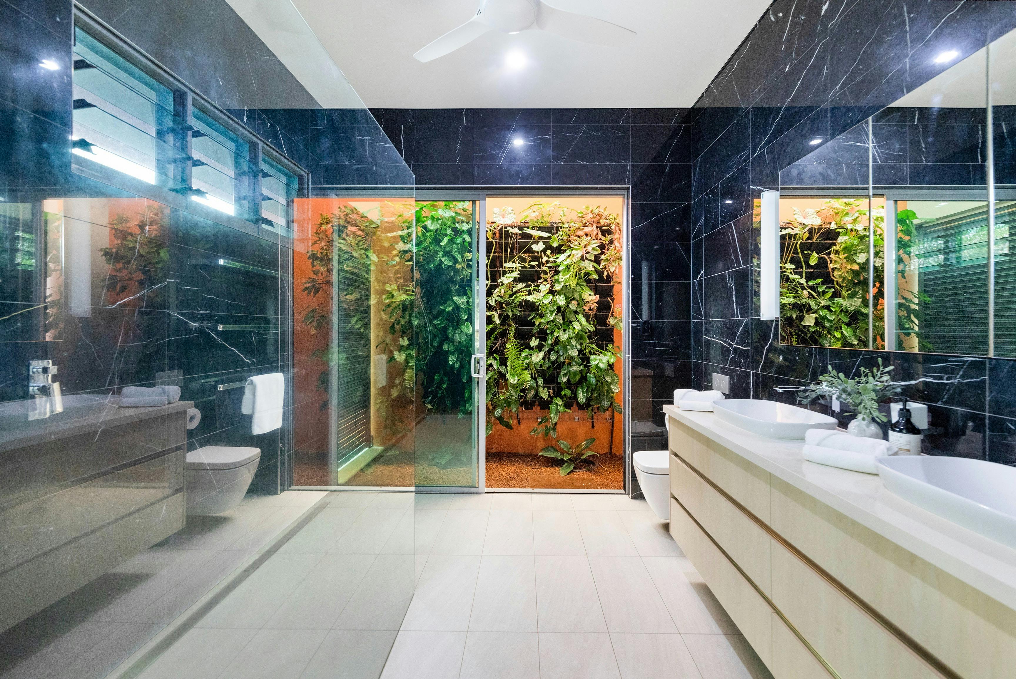 Luxury Master Bedroom Ensuite with internal vertical garden view