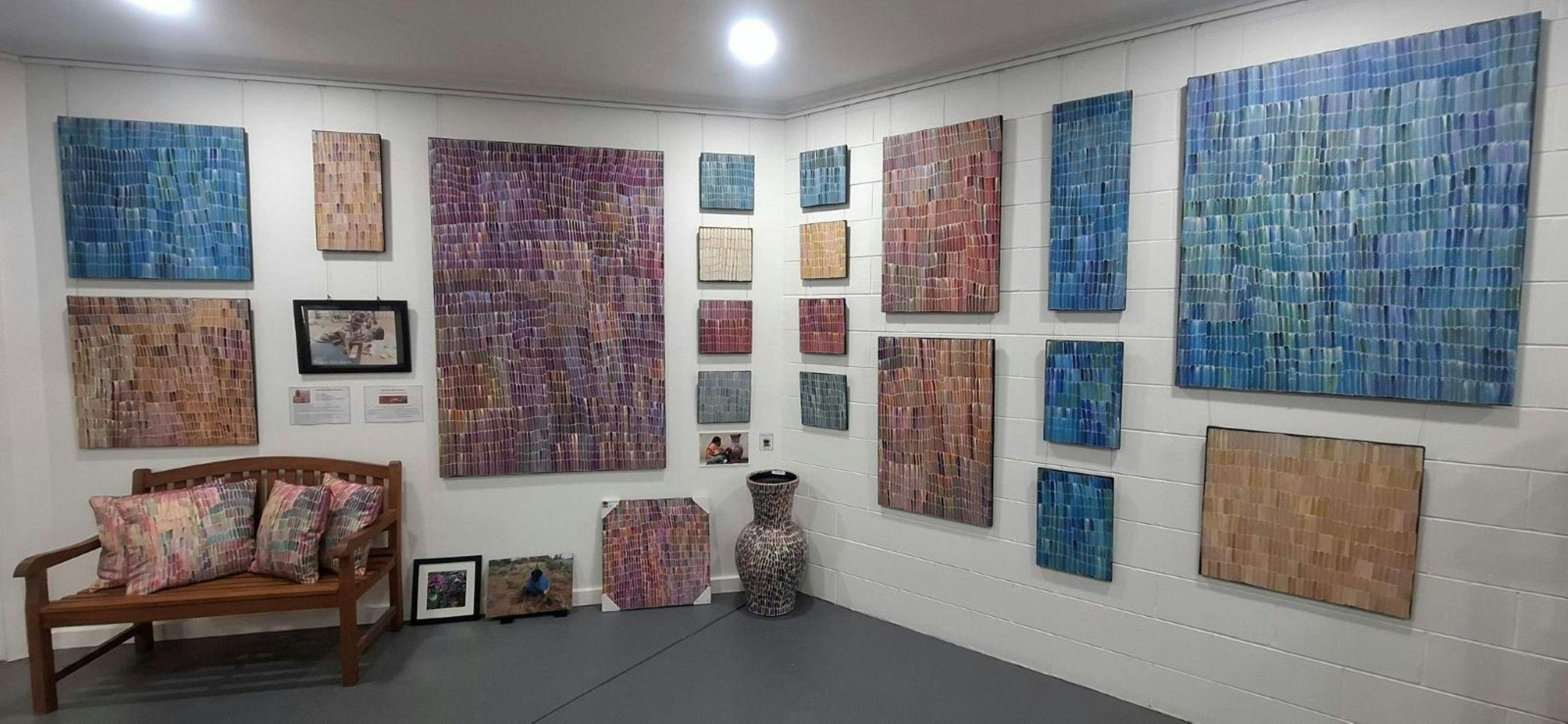 Exhition wall in Alice Springs Gallery