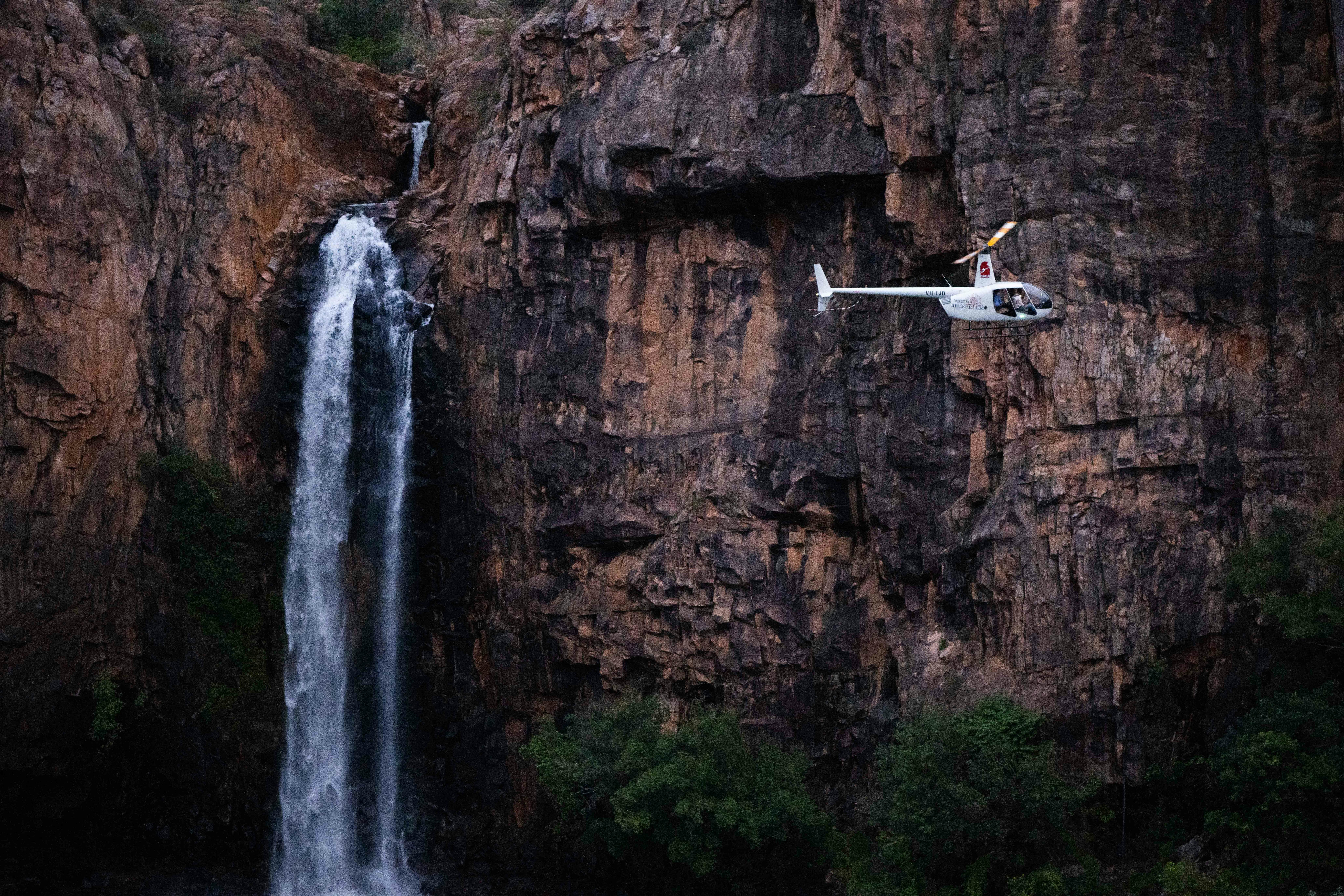 North Horizon helicopter flying through the Nitmiluk gorge