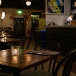 Dim lit dining area in Stone House