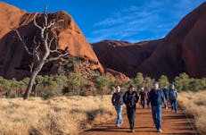 Jessie walking with her passengers along the Kuniya walk