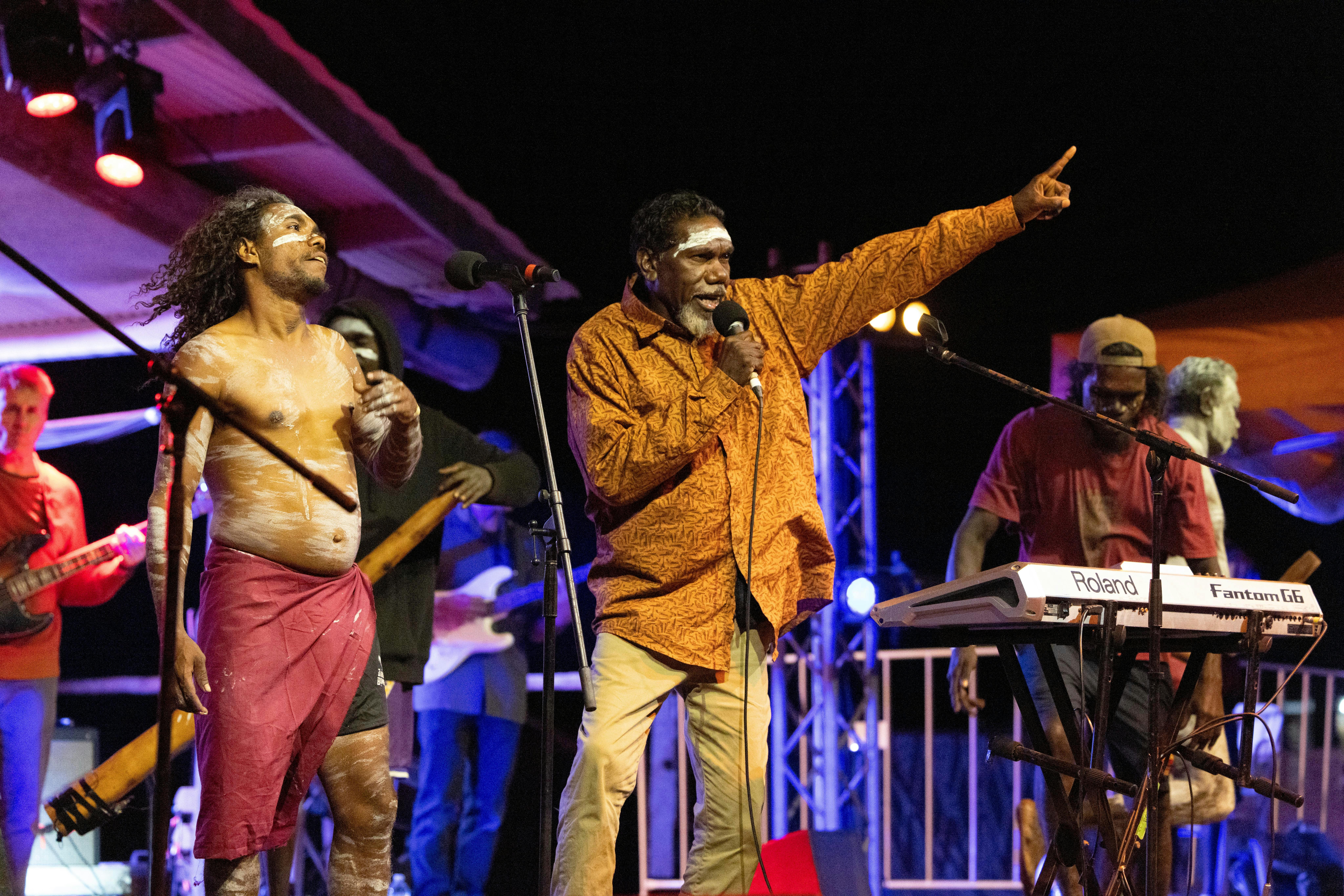 Artists on stage performing