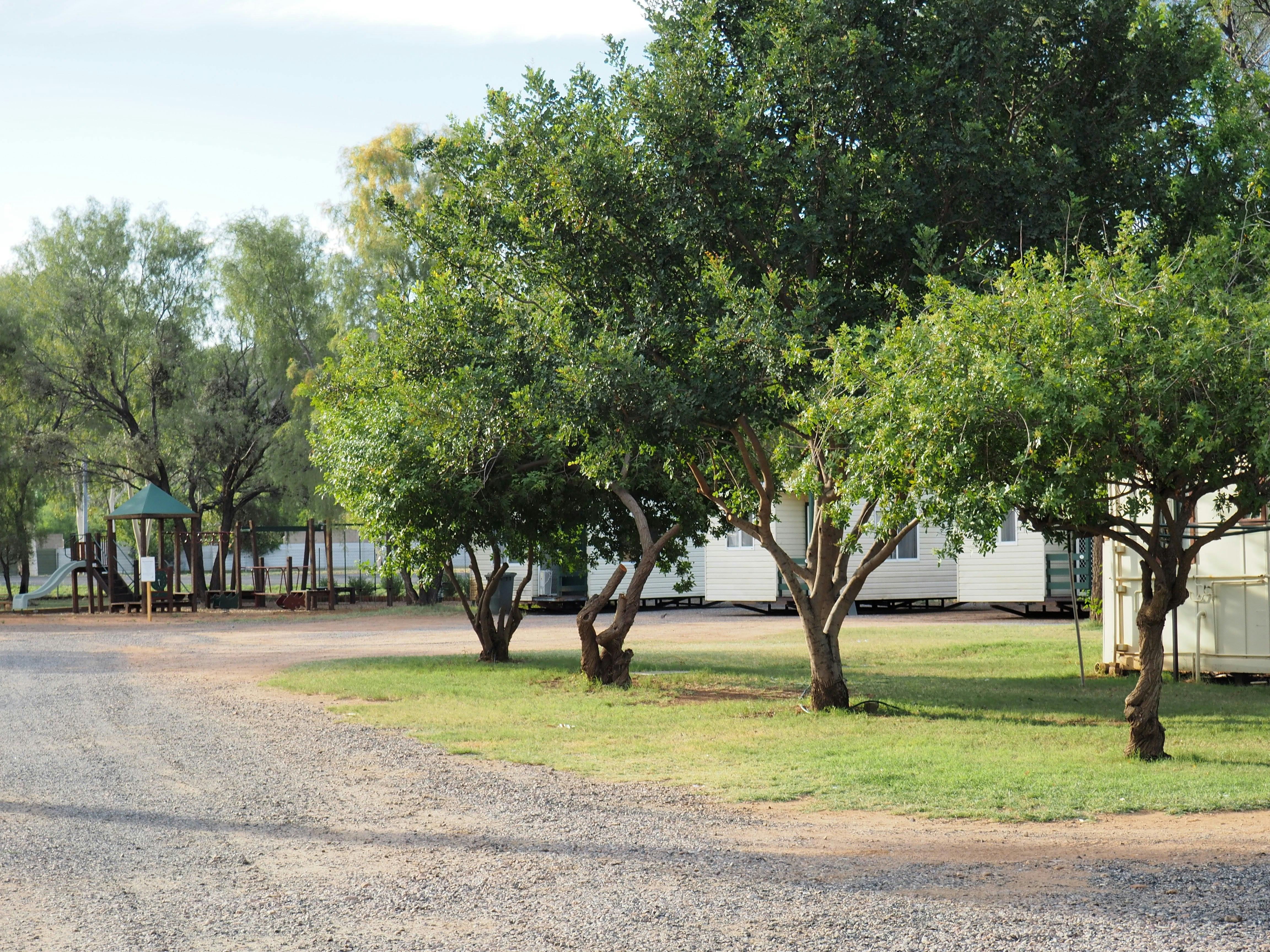 Road leading into the Heritage Caravan Park in Alice Springs