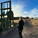 Looking at historic mining equipment at Arltunga