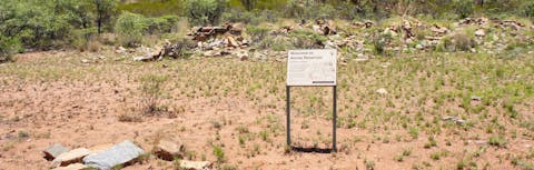 Anna’s Reservoir historic site, with ruins of the three-roomed Homestead building in  background.