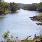 Looking downstream from the retreat boat mooring