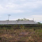 A remnant of one of two accommodation buildings approximately 100m to the west of the hangar. The second building has been demolished