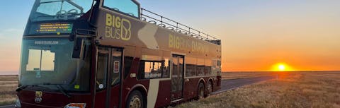 Big Bus Darwin crossing the QLD/NT border on route to Darwin from Sydney