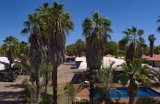View of pool and motel at the Bluestone Motor Inn in Tennant Creek