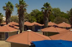 Overhead view of the deluxe rooms at the Bluestone Motor Inn in Tennant Creek