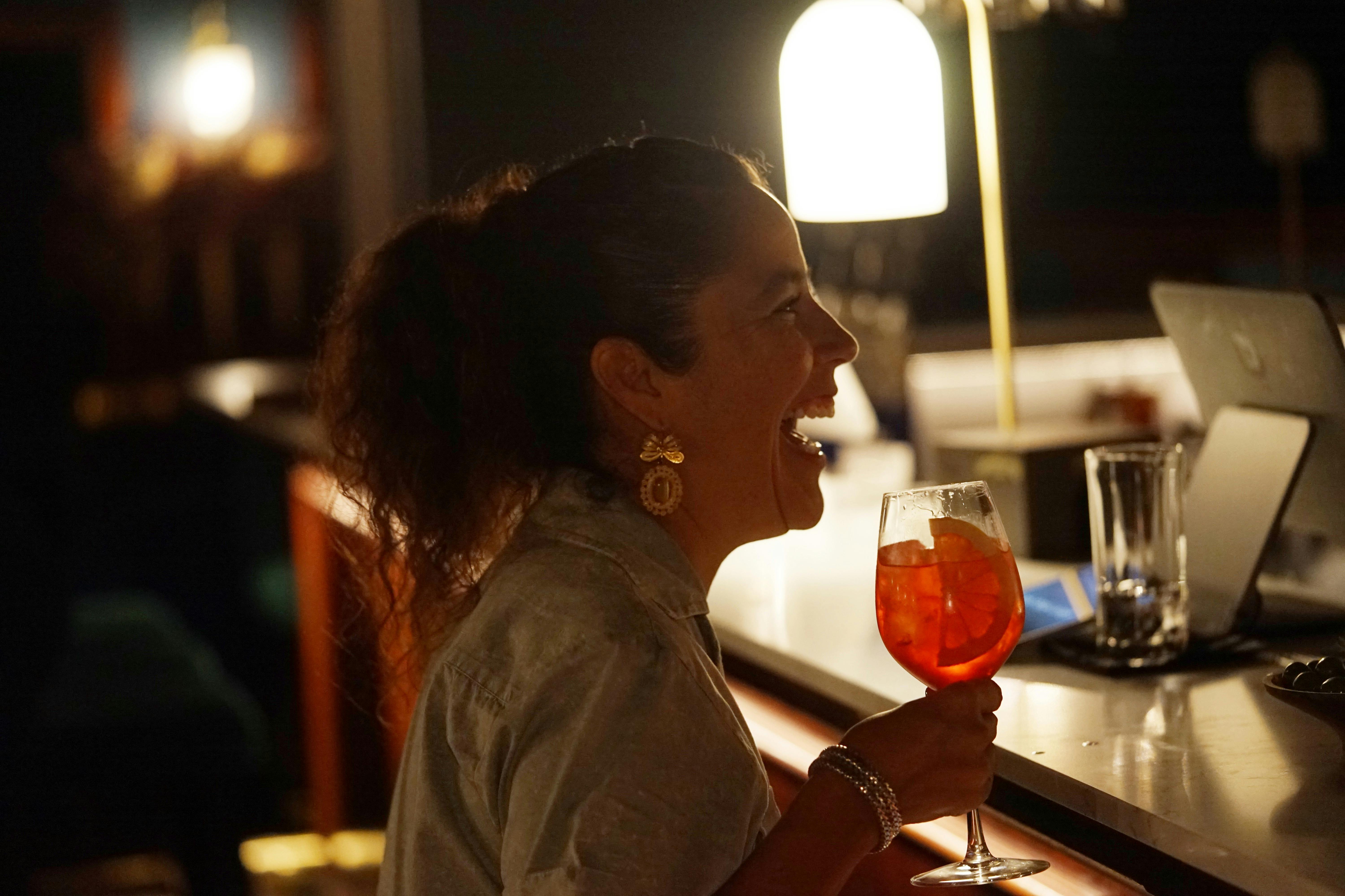 Enjoying a cocktail at Hanky Panky Lounge