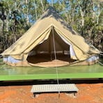 new big tent on huge platform to ensure school group immersions have enough space.