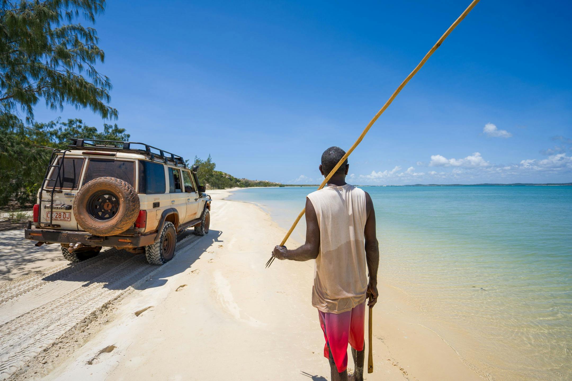 Spear fishing on the beach Bawaka homeland
