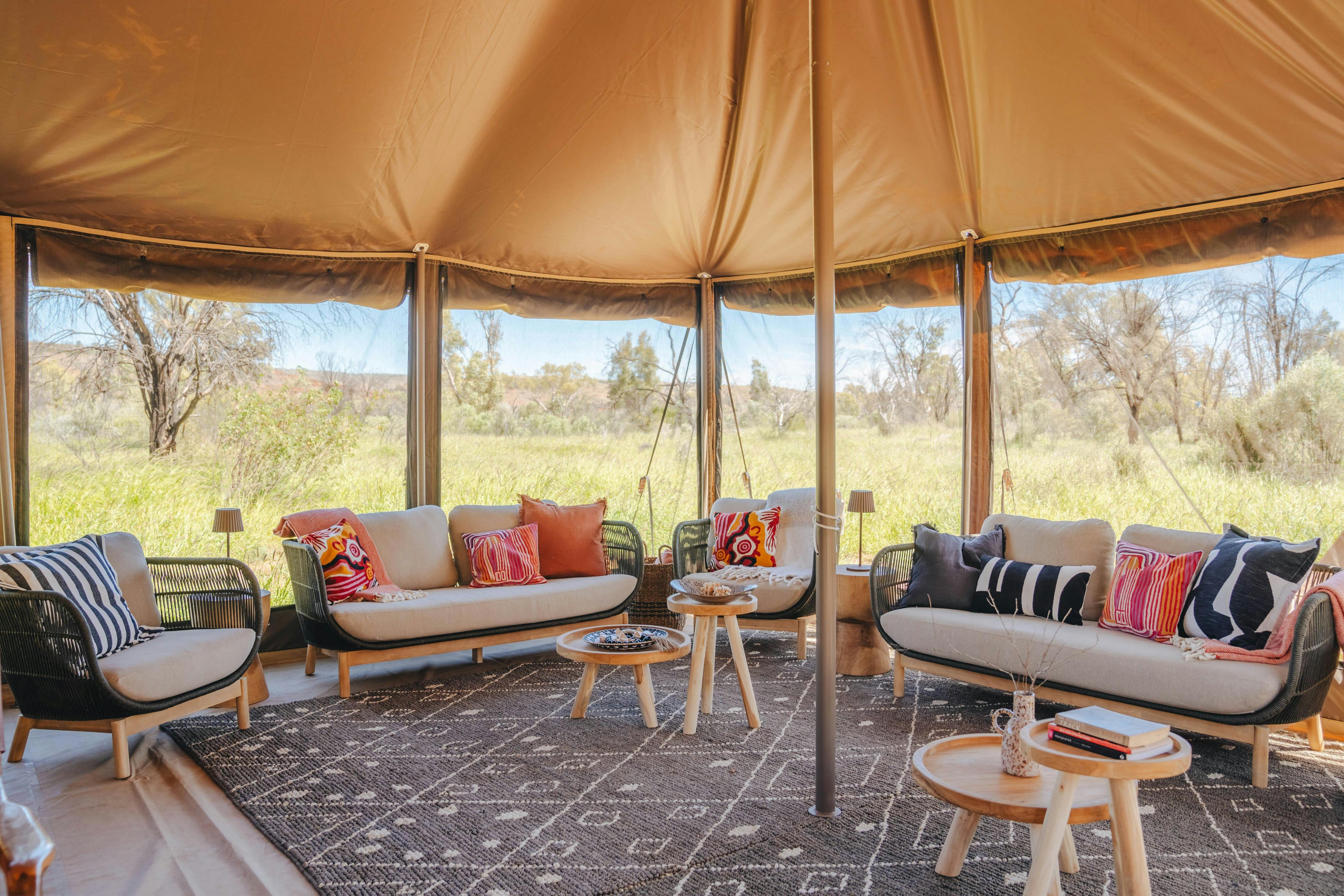 Living area in our luxury camp