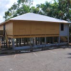 The historic former Railway House (now known as the Stella Maris Hostel) viewed from the carpark.