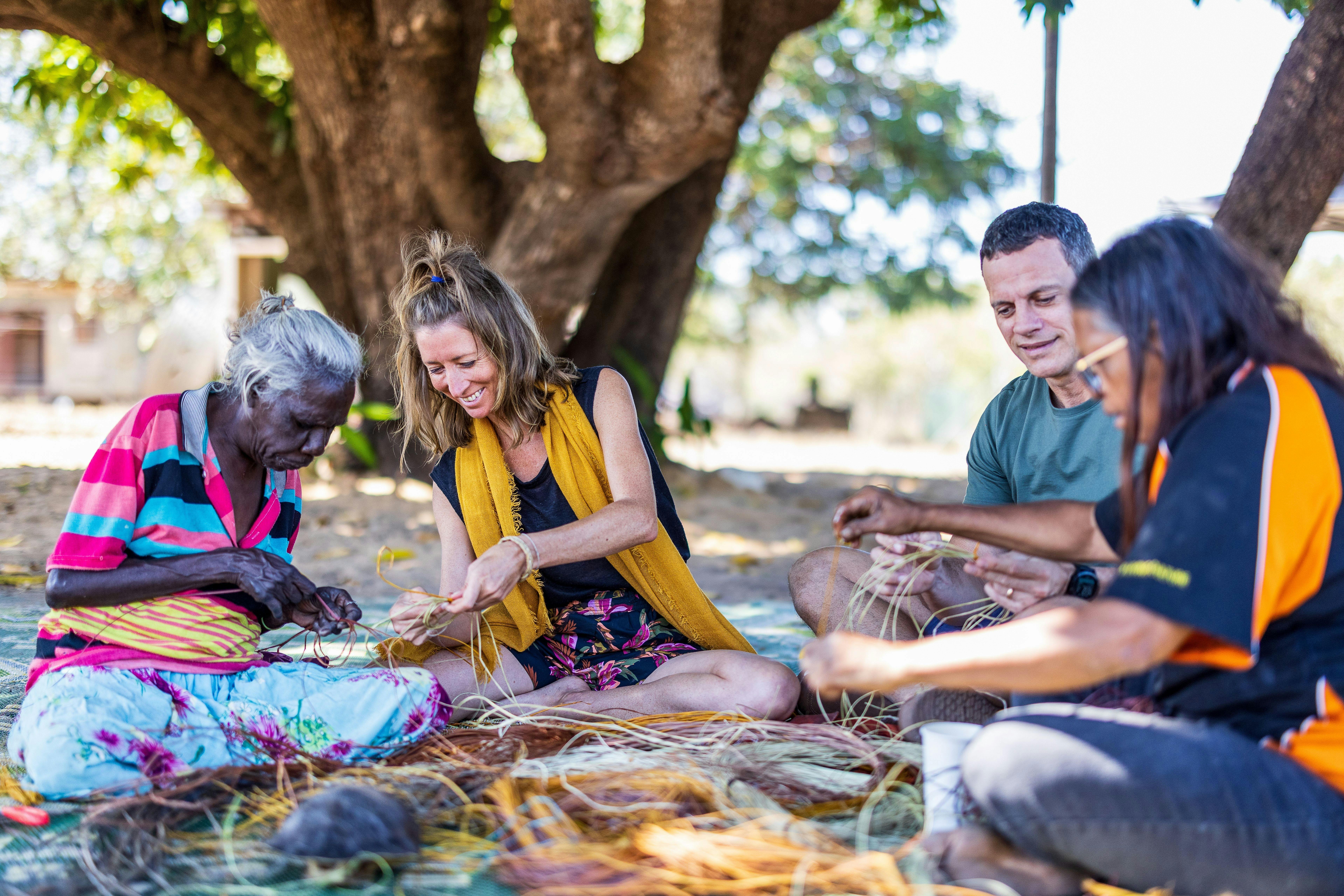 An Aboriginal cultural weaving activity in Kakadu National Park
