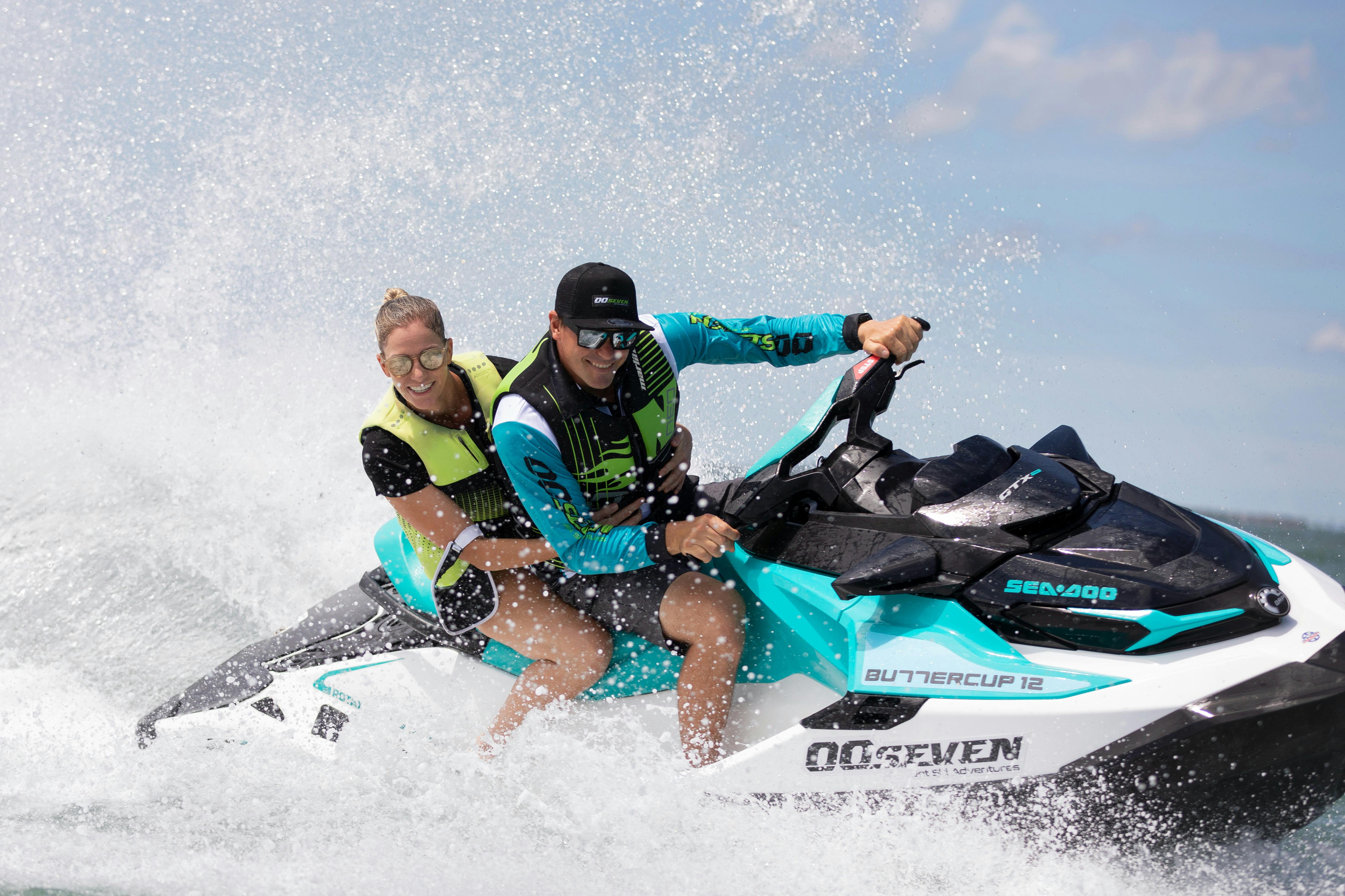 Man and woman on jet ski in Darwin Harbour