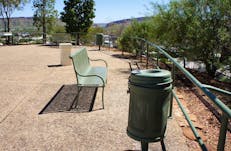 Detail of seating and bins at the Anzac Hill Memorial