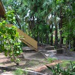 Detail of rear stairs and garden.