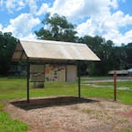 Shade structure and interpretative signage erected by the owners telling a story of the homestead and the surrounds.