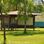 Interpretative shelter in the park.